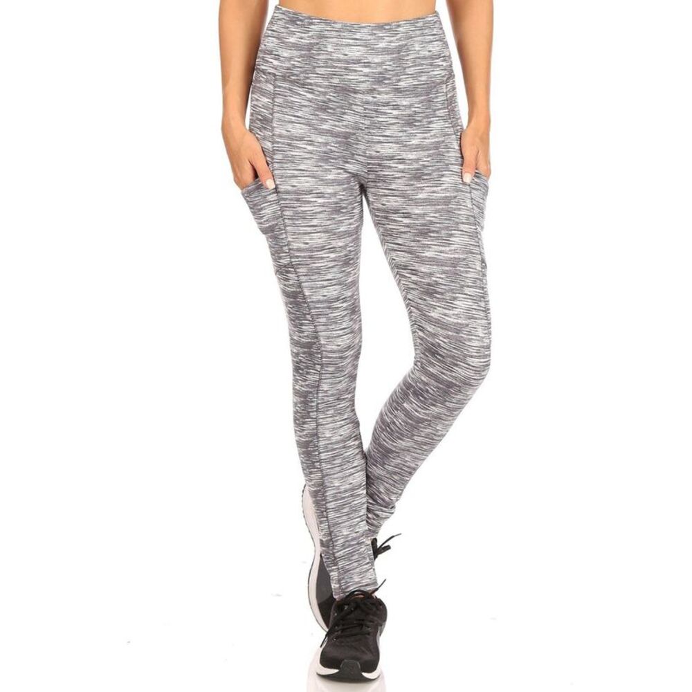World of Leggings Tummy Sculpting Light Fleece Heathered Sport Leggings